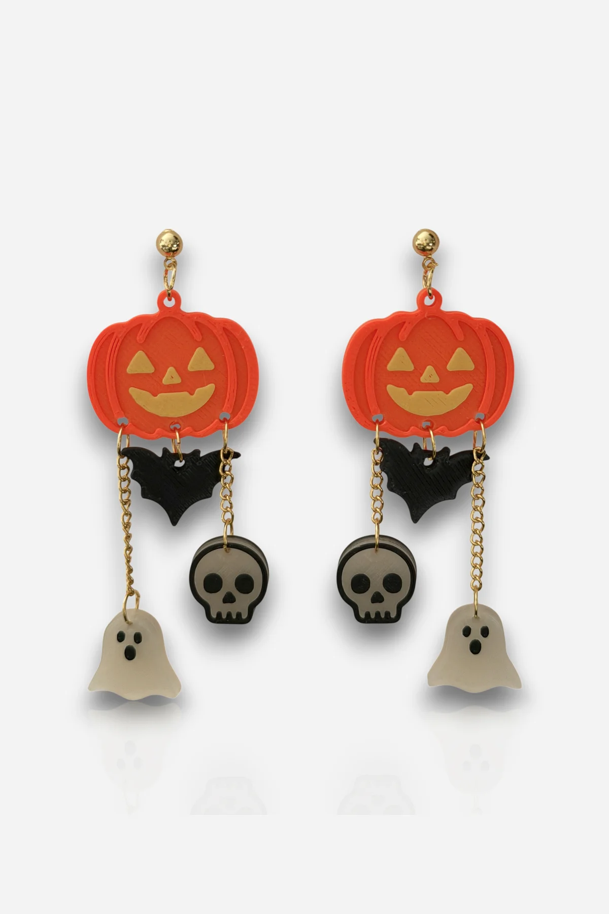 Halloween Cadılar Bayramı Balkabaklı Hayalet ve Kurukafa Sallantılı Küpe