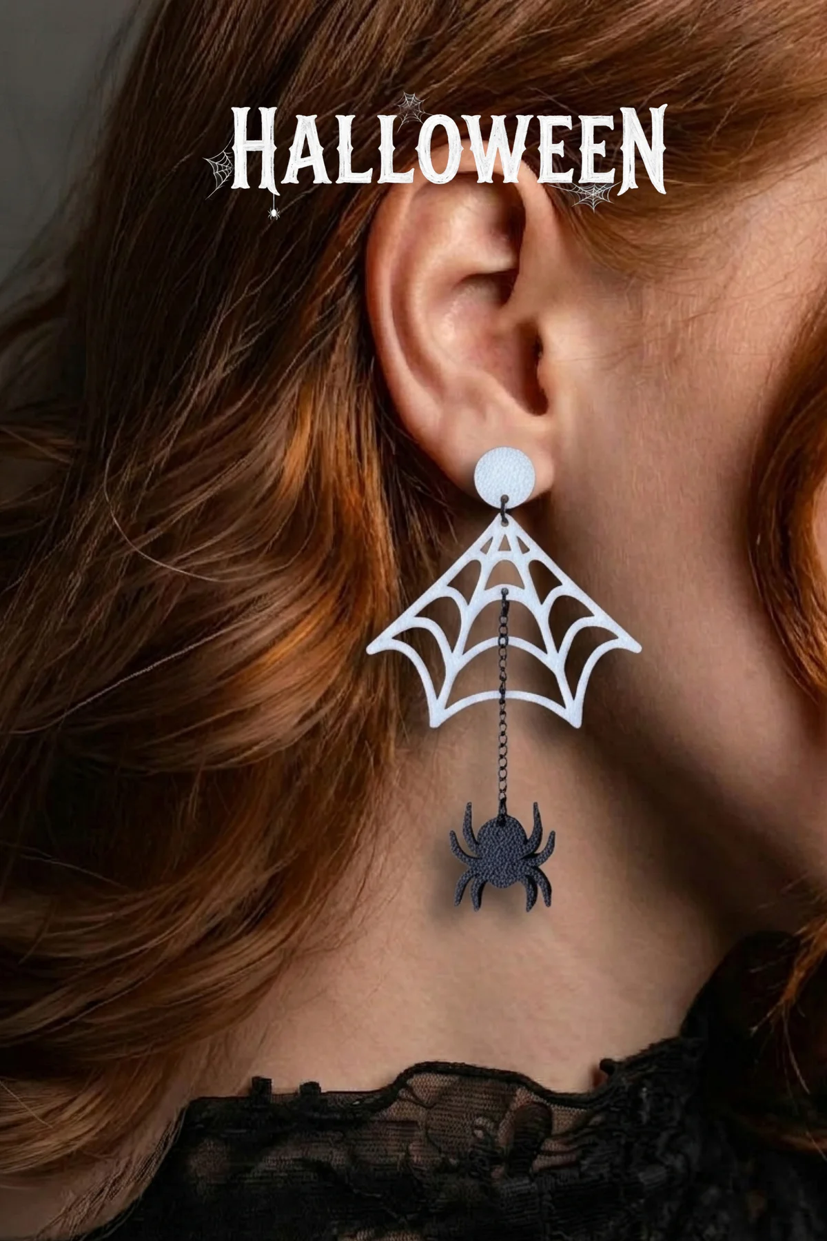 Halloween Cadılar Bayramı Örümcek Ağı Özel Tasarım Küpe